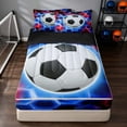 thumbnail image 1 of Manfei Sport Football Zipper Twin Comforter Sets with Fitted Sheet and 2 Pillowcases, Glowing Honeycomb Zipper Bedding Set, Red Blue White, 1 of 7