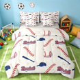 thumbnail image 1 of Manfei Sport King Bedding, Baseball Gamer King Bed in a Bag, Navy Red, Gray Reversible 7-Piece, 1 of 6
