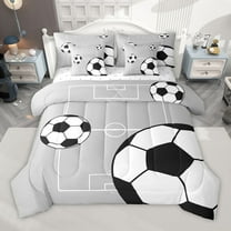 Manfei Sport Soccer 7-Piece Twin Bedding Sets for Female Men Teens,Boys Football Print Bedding Comforter Set,Ball Gamer Breathable Sheet Sets,Luxury Bedroom Decor,Reversible