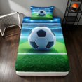 thumbnail image 1 of Manfei Sport Soccer Twin Fitted Sheet, Football Field Bedding, Green NavyWhite 2-Piece, 1 Fitted Sheet and 1 Pillowcase, 1 of 6