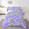thumbnail image 1 of Manfei Sport Themd Queen Comforter Set,Ball Games Comforter Sets Queen For Girls,Purple Mixed Shade,Reversible,3pcs,1 Comforter and 2 Pillowcases, 1 of 8