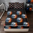 thumbnail image 1 of Manfei Sport Zipper Twin Comforter Sets with Fitted Sheet and 2 Pillowcases, Baseball Gamer Zipper Bedding Set, Black Orange Bright Blue, 1 of 7