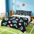 thumbnail image 1 of Manfei Sports Baseball Queen Sheets, 67 Queen Sheet Sets, Black Donut Teal 4-Piece(1 Flat Sheet, 1 Fitted Sheet and 2 Pillowcases), 1 of 6