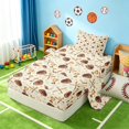 thumbnail image 1 of Manfei Sports Baseball Twin Sheets, Bedding, Beige Brown Gold 3 Pieces(1 Flat Sheet, 1 Fitted Sheet and 1 Pillowcase), 1 of 6