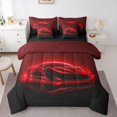 thumbnail image 1 of Manfei Sports Car 7-Piece Twin Bedding,Red Neon Light Print Bedding Comforter Set,Black Reversible, 1 of 7