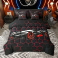 thumbnail image 1 of Manfei Sports Car 7pcs Bedding Comforter Set,Geometric Hexagon Hockeycomb Queen Bedding Sets,Black Red Queen Sheet Sets Forboys Teens,Super Cozy Room Decor Reversible, 1 of 9