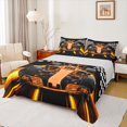 thumbnail image 1 of Manfei Sports Car Bed Sheets,Checkered Print Full Size Sheets,Orange,4 Pieces,1 Flat Sheet, 1 Fitted Sheet and 2 Pillowcases, 1 of 6