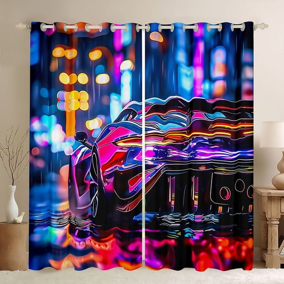 Manfei Sports Car Blackout Curtains Set of 2 (52x84 Each),Extreme Sport Curtain,Pink