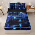 thumbnail image 1 of Manfei Sports Car Print Zipper Twin Comforter Sets with Fitted Sheet and 2 Pillowcases,Speed Games Zipper Bedding Set,Blue,Black Reversible,4pcs, 1 of 8