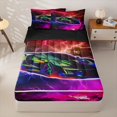 thumbnail image 1 of Manfei Sports Car Zipper Full Size Comforter Sets with Fitted Sheet and 2 Pillowcases,Multicolor Lightning Zipper Bedding Set,Black Reversible,4pcs, 1 of 8