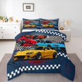 thumbnail image 1 of Manfei Sports Cars Full Size Comforter Sets,Checkered Racing Flags Bedding Comforter Set,Blue,Navy Blue Reversible,3pcs,1 Comforter and 2 Pillowcases, 1 of 7