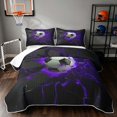 thumbnail image 1 of Manfei Sports Football Quilt Full, Gradient Lightning Full Bedspread Sets, Sky Blue Shatter, Black Reversible 3pcs, 1 Coverlet and 2 Pillowcases, 1 of 7