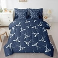 thumbnail image 1 of Manfei Sports Game 7 Pieces Bedding Comforter Set,Ice Hockey Player Full Bedding Set,Deepblue White Fitted Sheet Flat Sheet For Children,Breathable Room Decor Reversible, 1 of 8