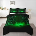 thumbnail image 1 of Manfei Sports Game Queen Comforter Set,Ice Hockey Player Bedding Sets,Neon Green Black Bedding Comforter Set For Children,Breathable Room Decor Reversible,3-Piece, 1 of 8