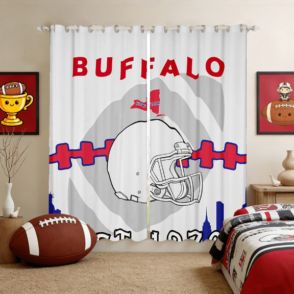 Manfei Sports Theme Curtains and Drapes (38x45),American Rugby Games Blackout Curtains for Bedroom,Buffalo Curtains Pack of 2 (38x45) For Kids Boys,Microfiber Bedroom Decorative