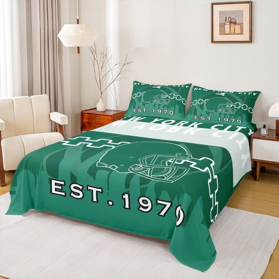 Manfei Sports Theme Twin Sheet Sets,Rugby Ball Sport Bedding Twin Size,New York City Bed Sheets Set Twin Size For Kids Boys,Microfiber Bedroom Decorative,3-Piece