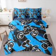 thumbnail image 1 of Manfei Sporty Motorcycle 7-Piece Twin Bedding，Extreme Games Bedding Comforter Set，Blue,Navy Blue Reversible, 1 of 7