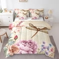 thumbnail image 1 of Manfei Spring Garden Floral Twin Bedding Sets 7-Piece, Farmhouse Dragonfly Animal Bedding Comforter Set, Vintage French Style Reversible Sheet Sets, Luxury Bedroom Decor, 1 of 7