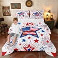 thumbnail image 1 of Manfei Star Firework Queen Comforter Set, Patriotic July Fourth Comforter Sets Queen, White, Navy Reversible 3-Piece, 1 Comforter and 2 Pillowcases, 1 of 6