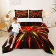 thumbnail image 1 of Manfei Starburst Light Queen Comforter Set, Geometric Comforter Sets Queen, Red and Yellow, Black Reversible 3-Piece, 1 Comforter and 2 Pillowcases, 1 of 6