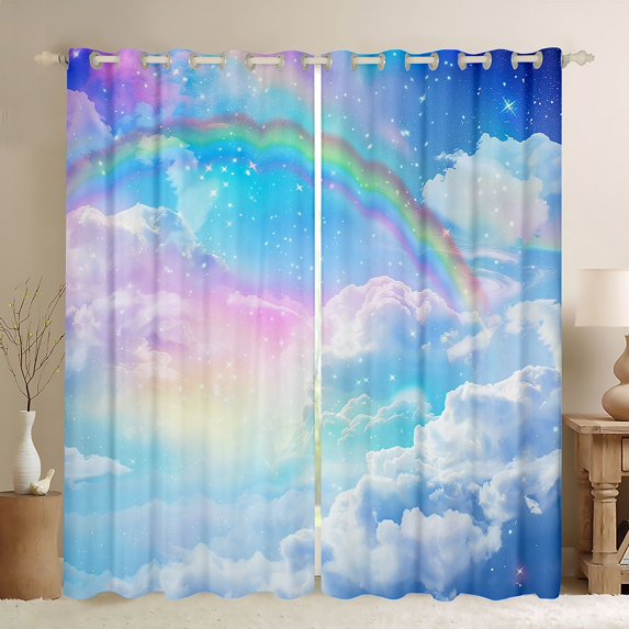 Manfei Starry Sky Blackout Curtains Set of 2 (52x84 Each) for Female Men,Gradient Rainbow Window Curtains,Abstract Ombre Curtains and Drapes,Breathable Home Decor