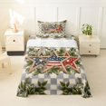 thumbnail image 1 of Manfei Stars American Flag Twin Sheets,Green Leaf Checkered Bedding,Green Gray,3pcs,1 Fitted Sheet and 1 Pillowcase, 1 of 6