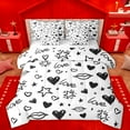 thumbnail image 1 of Manfei Stars Loves Print 7 Pieces Bedding Comforter Set,Graffiti Artwork Full Bedding Set,White Black Fitted Sheet Flat Sheet For Girls Kids,Ultra Soft Home Decor Reversible, 1 of 8