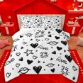 thumbnail image 1 of Manfei Stars Loves Print Queen Comforter Set,Graffiti Artwork Bedding Sets,White Black Bedding Comforter Set For Girls Kids,Ultra Soft Home Decor Reversible,3pcs, 1 of 8