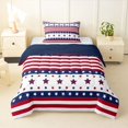 thumbnail image 1 of Manfei Stars Striped Twin Comforter Sets,Red Navy Bedding Set,Navy Blue Reversible,2pcs,1 Comforter and 1 Pillowcase, 1 of 7