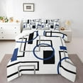 thumbnail image 1 of Manfei Steel Blue Geometric Bedding Comforter Set, Square Rectangle Twin Comforter Sets, Abstract Ombre Reversible Bedding Set, Microfiber Bedroom Decor, 2 Pieces, 1 of 8