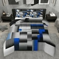 thumbnail image 1 of Manfei Stereoscopic Grid Bedding Comforter Set,Minimalism Geometric Checkered Twin Comforter Sets,Gray Blue Black Bedding Set For Girls Boys,Super Cozy Room Decor Reversible,2-Piece, 1 of 9
