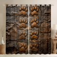 thumbnail image 1 of Manfei Stone Carved Paw Kitchen Curtains, Rustic Animal Footprint Black Out Curtains Pack of 2 (42x63 Each), Dark Brown, 1 of 6