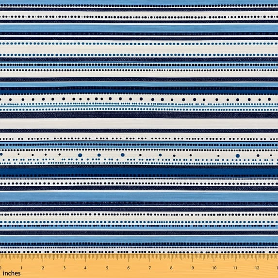 Manfei Stripe Fabric by the Yard 1 Yard Blue Home Decor Fabric by the Yard, Blue White