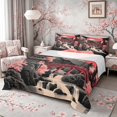 thumbnail image 1 of Manfei Stylized Fuji Full Size Sheets for Girls, Red Moon Waterfall Bed Sheets, Black Pink 4-Piece, 1 Flat Sheet, 1 Fitted Sheet and 2 Pillowcases, 1 of 6
