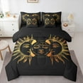 thumbnail image 1 of Manfei Sun Flower 7pcs Bedding Comforter Set,Boho Floral Queen Bedding Sets,Black Gold bohemian Queen Sheet Sets For Boys Teens,Breathable Home Decor Reversible, 1 of 8