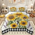 thumbnail image 1 of Manfei Sunflower Lavender Print Queen Comforter Set,Natural Scenery Bedding Sets,Classic Geometric Checkered Bedding Comforter Set For Girls Kids,Microfiber Bedroom Decor Reversible,3pcs, 1 of 8