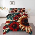 thumbnail image 1 of Manfei Sunflower Pattern Queen Comforter Set,Rustic Usa Flag Comforter Sets Queen,Red Yellow,Black Reversible,3pcs,1 Comforter and 2 Pillowcases, 1 of 7