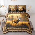 thumbnail image 1 of Manfei Sunset Elk Patch 7 Pieces Full Size Bedding Sets,Rustic Pine Check Full Size Bed in a Bag,Golden,Black Reversible, 1 of 7