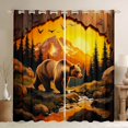 thumbnail image 1 of Manfei Sunset Mountain Kitchen Curtains,Safari Bear Black Out Curtains Pack of 2 (42x63 Each),Golden, 1 of 7