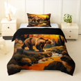 thumbnail image 1 of Manfei Sunset Mountain Twin Comforter Sets,Safari Bear Bedding Set,Golden,Black Reversible,2-Piece,1 Comforter and 1 Pillowcase, 1 of 7