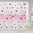 thumbnail image 1 of Manfei Sweet Bow Cat Shower Curtain 72Wx72L, Love Heart Paw Bathroom Curtain, Pink White, 1 of 5