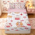 thumbnail image 1 of Manfei Sweet Bowknot Animal Zipper Queen Comforter Set with Fitted Sheet and 2 Pillowcases, Cherry Cake Pet Zipper Bedding Set, White Pink, Pink Reversible, 4pcs, 1 of 7