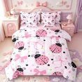 thumbnail image 1 of Manfei Sweet Bowtie 7-Piece King Bedding,Ladybug Daisy King Bed in a Bag,Pink Reversible, 1 of 7