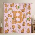thumbnail image 1 of Manfei Sweet Capybara Blackout Curtains Set of 2 (52x84 Each),Cartoon Letter B Curtain,Pink Brown, 1 of 7