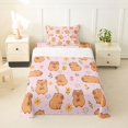 thumbnail image 1 of Manfei Sweet Capybara Twin Sheets,Pretty Floral Bedding,Pink,3-Piece,1 Fitted Sheet and 1 Pillowcase, 1 of 6
