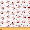Manfei Sweet Cherry Fabric by the Yard 5 Yards, Tiny Bow Fabric for ...