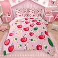 thumbnail image 1 of Manfei Sweet Cherry Queen Comforter Set,Rustic Flower Floral Bedding Sets,Pink Red Green Bedding Comforter Set For Girls,Ultra Soft Home Decor Reversible,3pcs, 1 of 9