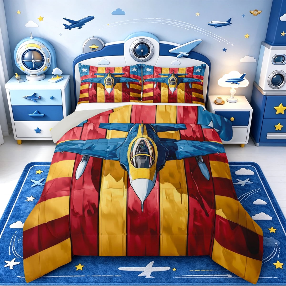 Pyjamas At Jet Manfei Sweet Fighter Jet Full Size Comforter Sets,Stars Pattern Bedding ...