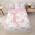 thumbnail image 1 of Manfei Sweet Floral Zipper Full Size Comforter Sets with Fitted Sheet and 2 Pillowcases,Cartoon Initial L Zipper Bedding Set,Pink,Pink Reversible4pcs, 1 of 8