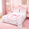 thumbnail image 1 of Manfei Sweet Heart Bow Full Size Sheets For Kids,Letter H Monogram Letter Bed Sheets For Girly,4-Piece, 1 of 6